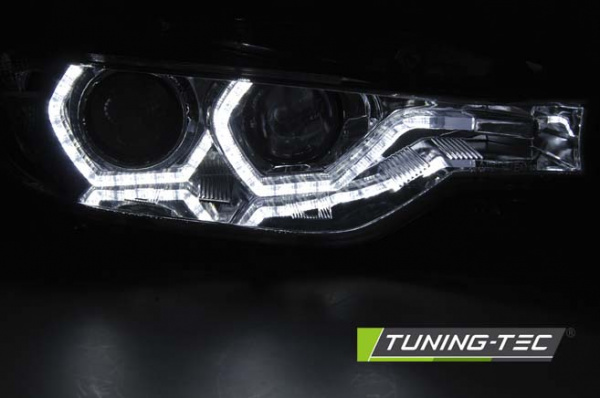 LED Angel Eyes Scheinwerfer für BMW 3er F30/F31 Lim./Touring 15-18 chrom dynamisch